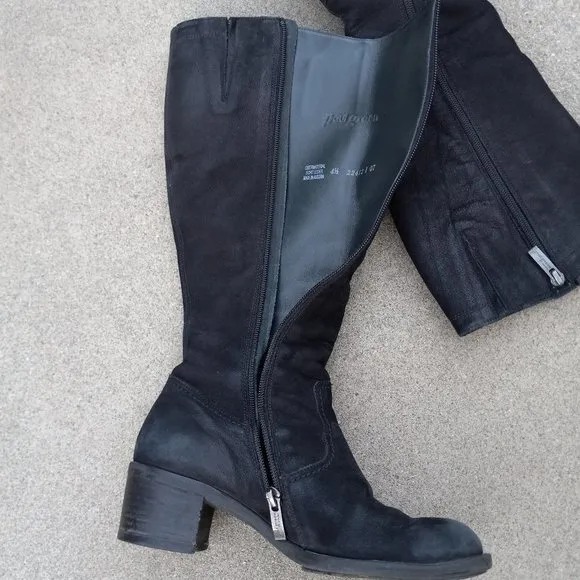 Paul Green Tall Black Nubuck Leather Boots