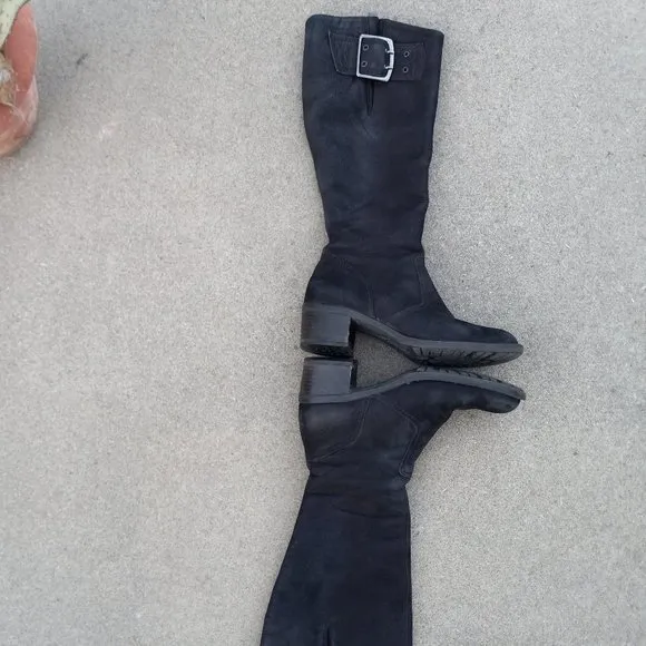 Paul Green Tall Black Nubuck Leather Boots