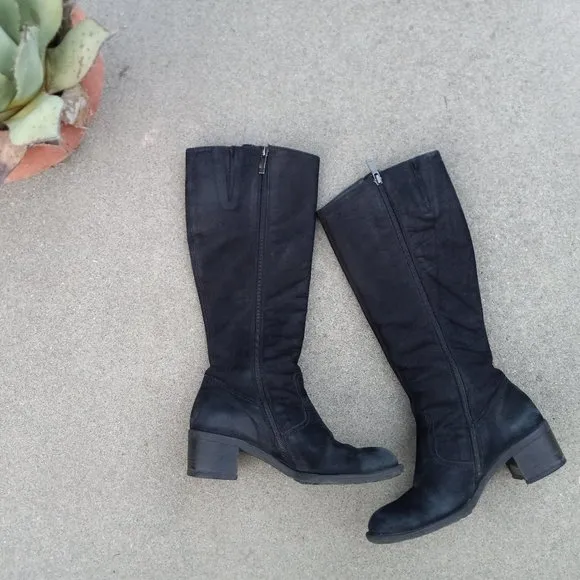 Paul Green Tall Black Nubuck Leather Boots
