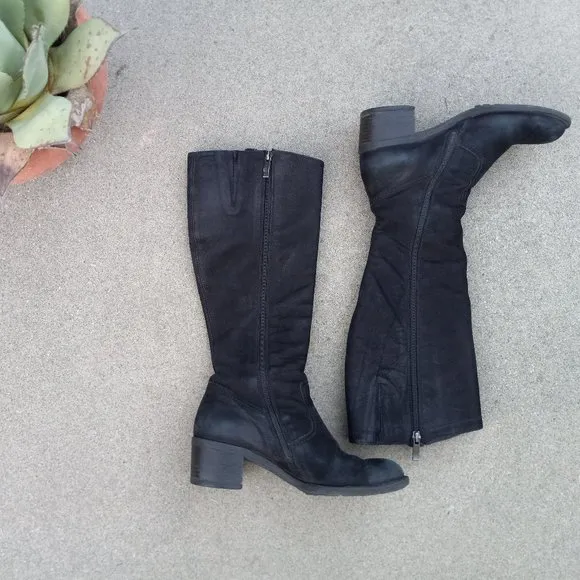 Paul Green Tall Black Nubuck Leather Boots