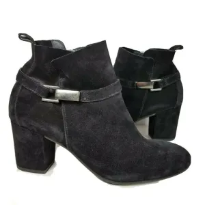 Paul Green Women ankle boots booties Black suede heel zipper buckle Kelsey sz 10