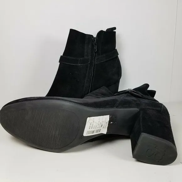 Paul Green Women ankle boots booties Black suede heel zipper buckle Kelsey sz 10