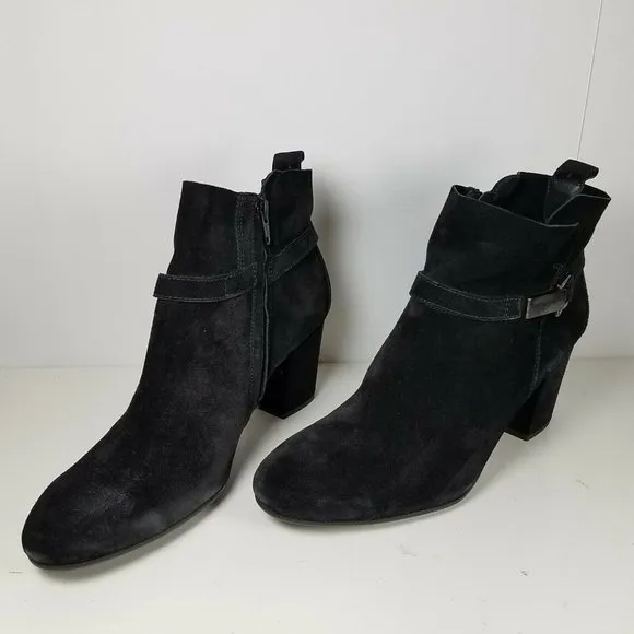 Paul Green Women ankle boots booties Black suede heel zipper buckle Kelsey sz 10