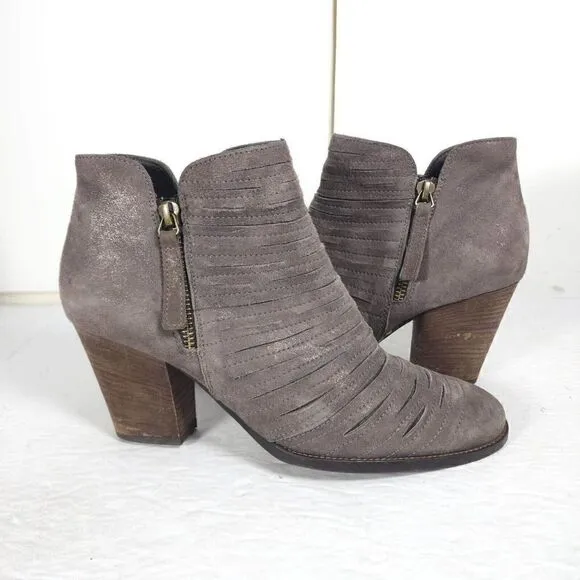 Paul Green Women's Malibu US7,5-8 AU5 Leather Sliced Metallic Earth Ankle Boots