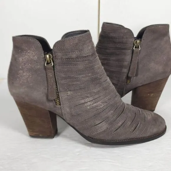 Paul Green Women's Malibu US7,5-8 AU5 Leather Sliced Metallic Earth Ankle Boots