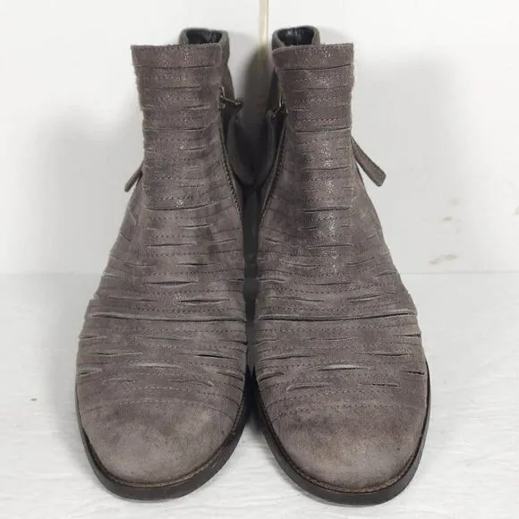 Paul Green Women's Malibu US7,5-8 AU5 Leather Sliced Metallic Earth Ankle Boots