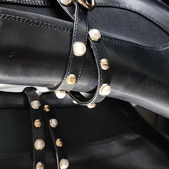 Pearl Block Heel Ankle Boots
