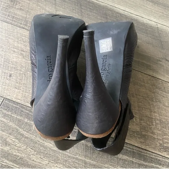 Pedro Garcia Booties Size 42 Black Leather High Heel Open Toe Sexy &amp; Classic