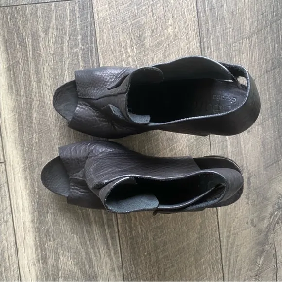 Pedro Garcia Booties Size 42 Black Leather High Heel Open Toe Sexy &amp; Classic