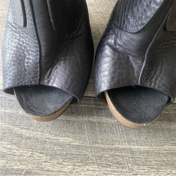 Pedro Garcia Booties Size 42 Black Leather High Heel Open Toe Sexy &amp; Classic