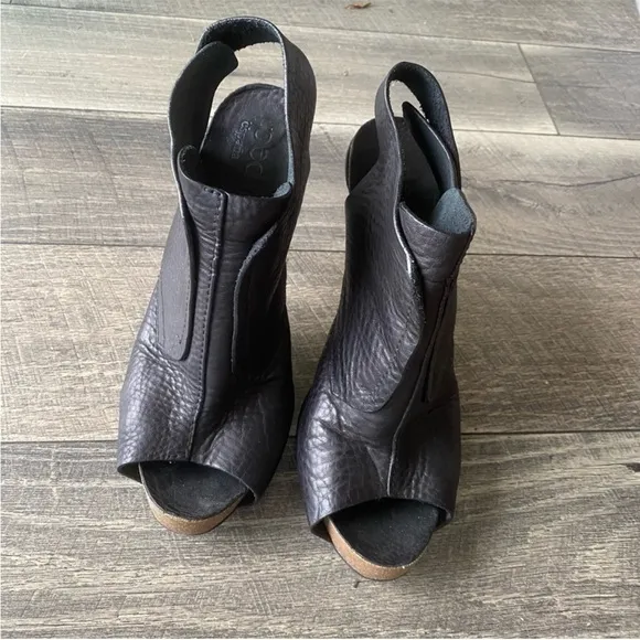Pedro Garcia Booties Size 42 Black Leather High Heel Open Toe Sexy &amp; Classic