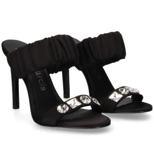 Pedro Garcia Clotilde Heeled Sandals Black Swarovski Crystal Embellished SZ 38
