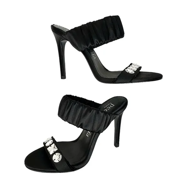 Pedro Garcia Clotilde Heeled Sandals Black Swarovski Crystal Embellished SZ 38