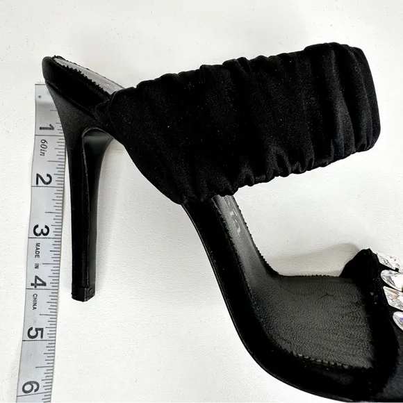 Pedro Garcia Clotilde Heeled Sandals Black Swarovski Crystal Embellished SZ 38