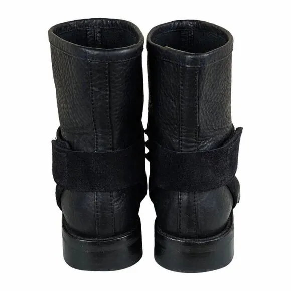 Pedro Garcia Kian Crystal Studded Leather Biker Moto Boots Size 38