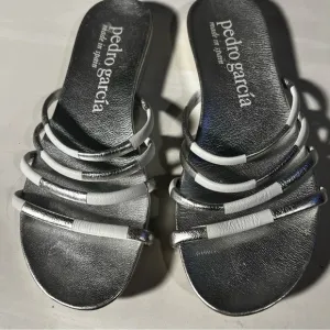 Pedro Garcia Silver and White Sandals