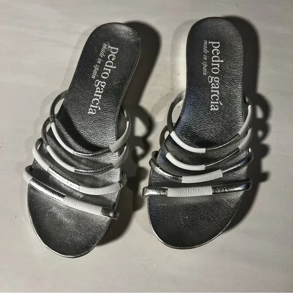 Pedro Garcia Silver and White Sandals