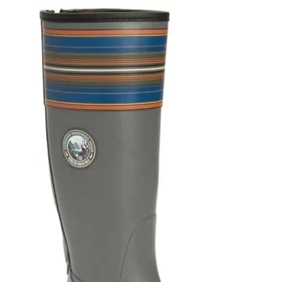 Pendleton Smoke Gray &amp; Blue Stripes Olympic National Park Tall Rain Boots READ