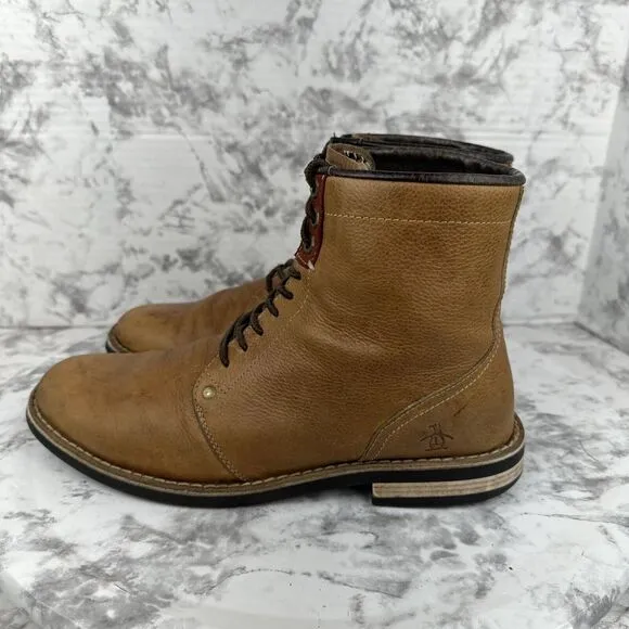 Penguin Mens Jerry Jeff Lace Up Chukka Boots Size 11 Brown Distressed Leather