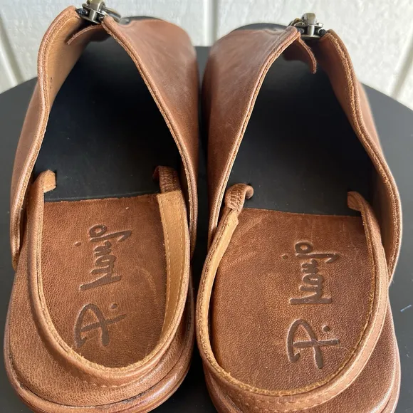 Pep Monjo Leather Zipper Sandals with Slingback in Brown Size 39