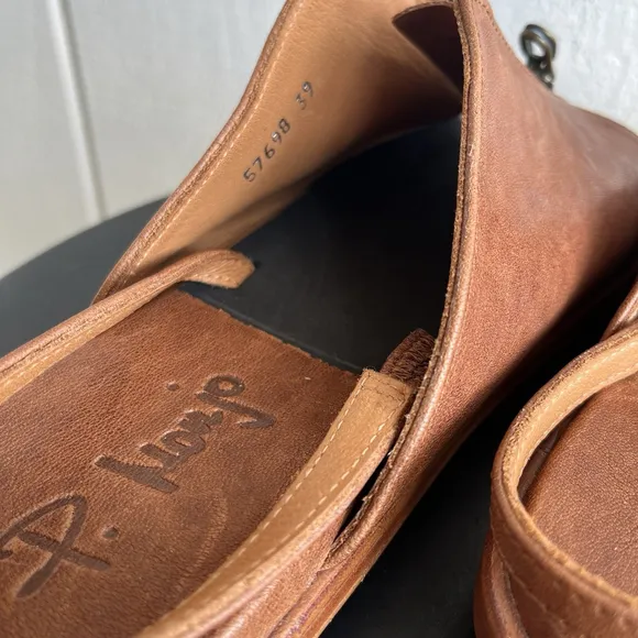 Pep Monjo Leather Zipper Sandals with Slingback in Brown Size 39