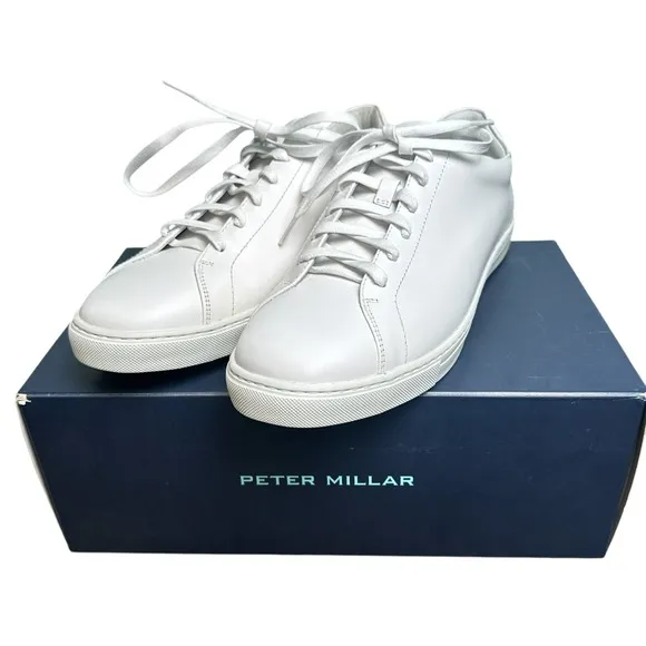 Peter Millar Vantage Lite Sneakers White Mens 8.5 Golf Casual Shoes New In Box
