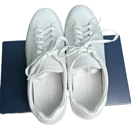 Peter Millar Vantage Lite Sneakers White Mens 8.5 Golf Casual Shoes New In Box