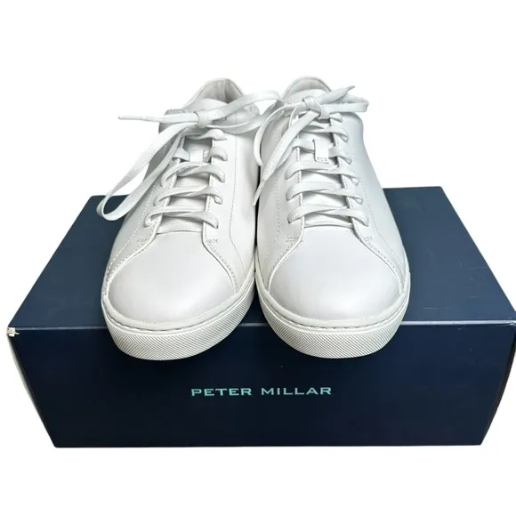 Peter Millar Vantage Lite Sneakers White Mens 8.5 Golf Casual Shoes New In Box