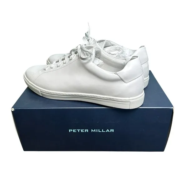 Peter Millar Vantage Lite Sneakers White Mens 8.5 Golf Casual Shoes New In Box