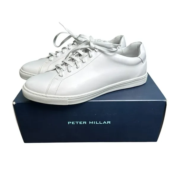 Peter Millar Vantage Lite Sneakers White Mens 8.5 Golf Casual Shoes New In Box