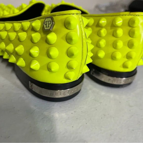Philipp Plein Shoes Womens 37 Spikey Loafers Highlighter Bright Rocker Punk 7