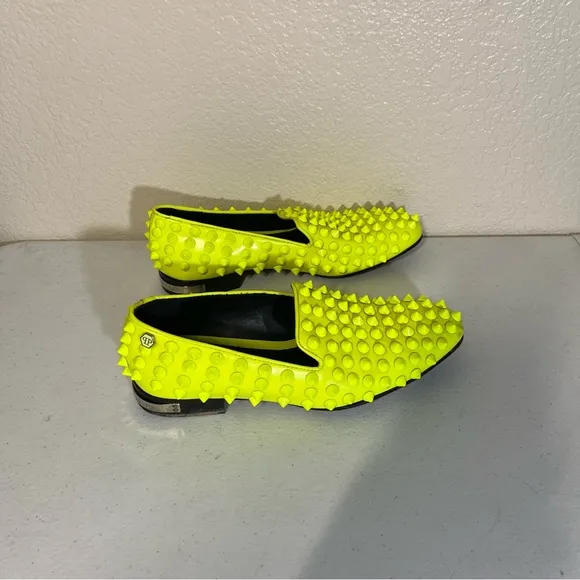 Philipp Plein Shoes Womens 37 Spikey Loafers Highlighter Bright Rocker Punk 7