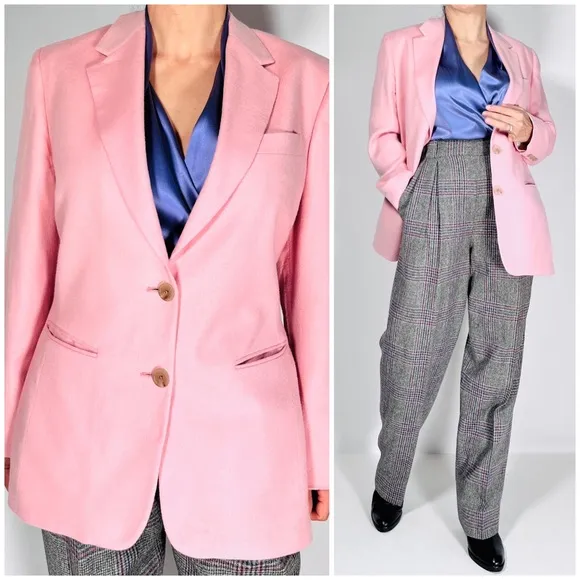 Pietrafesa Blazer Womens Pink Loro Piana 100% Worsted Camelhair Jacket VTG USA