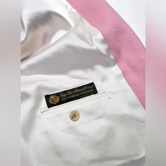 Pietrafesa Blazer Womens Pink Loro Piana 100% Worsted Camelhair Jacket VTG USA