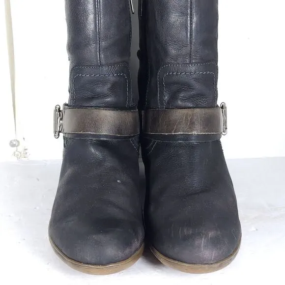 PIKOLINOS Women's Brujas EU40 US9-9,5 Black Leather Buckle Slouch Ankle Boots