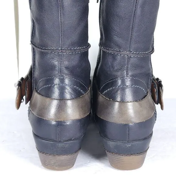 PIKOLINOS Women's Brujas EU40 US9-9,5 Black Leather Buckle Slouch Ankle Boots