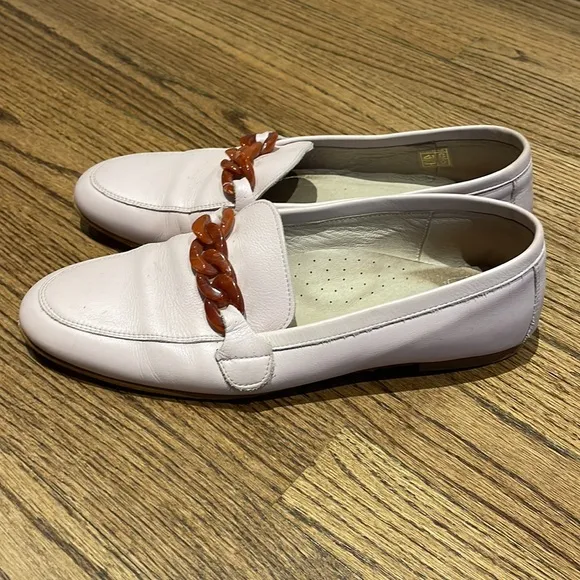 Pink chain leather slip on shoes made in Spain
