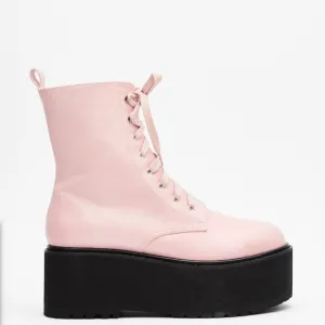 Pink Toe The Club Faux Leather Lace-Up Boots