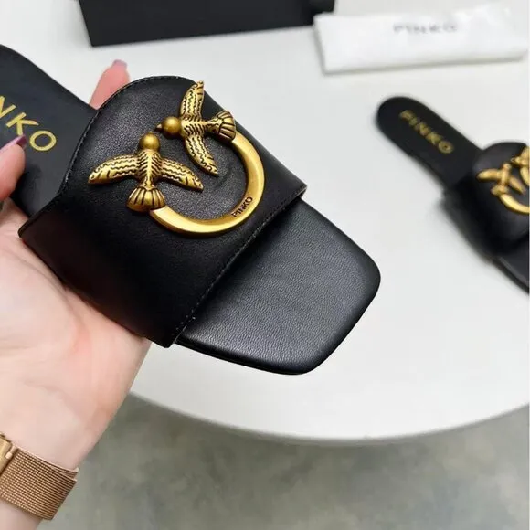 Pinko Black Flying Bird Sandals