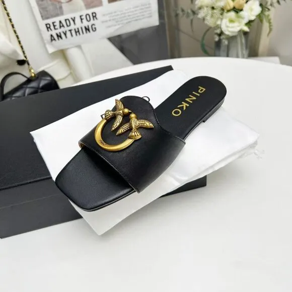 Pinko Black Flying Bird Sandals