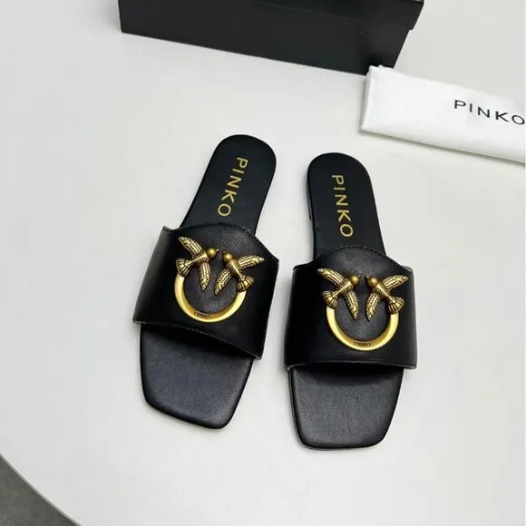 Pinko Black Flying Bird Sandals