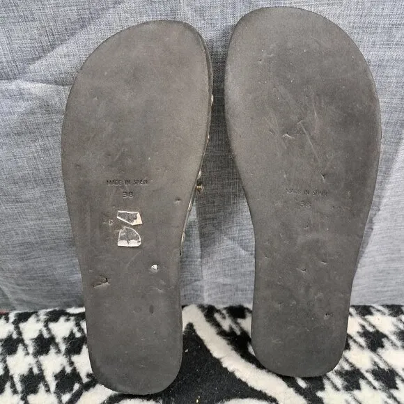 Pinko Sandals Women Size 38 Silver Brown