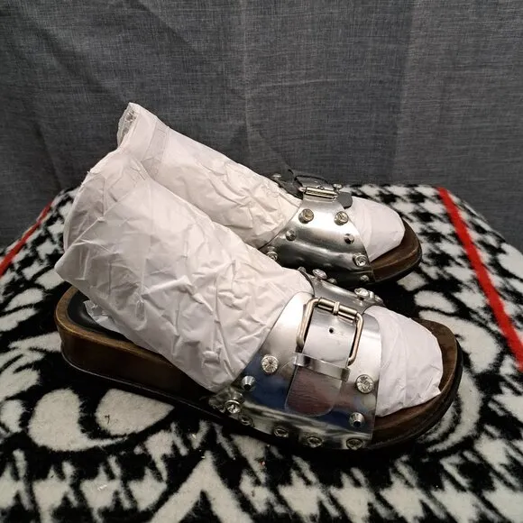 Pinko Sandals Women Size 38 Silver Brown