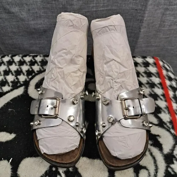 Pinko Sandals Women Size 38 Silver Brown
