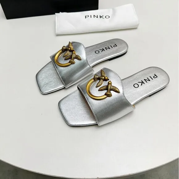 Pinko Silver Flying Bird Sandals
