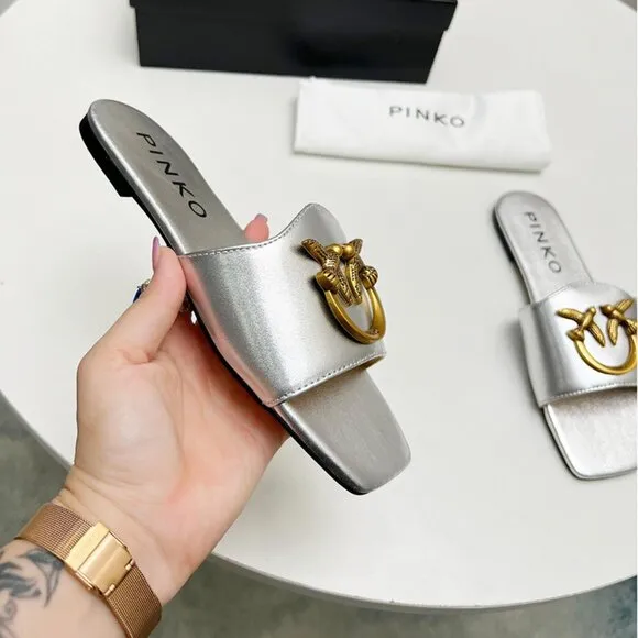 Pinko Silver Flying Bird Sandals