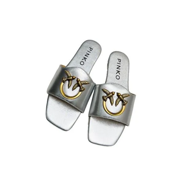 Pinko Silver Flying Bird Sandals