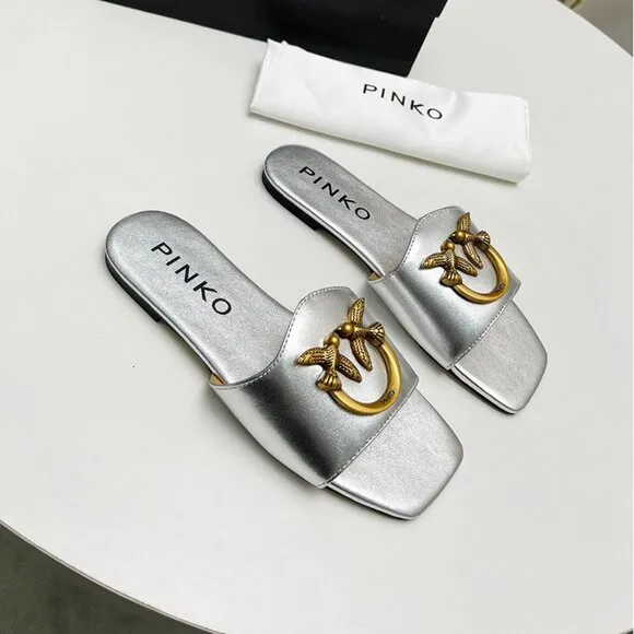 Pinko Silver Flying Bird Sandals