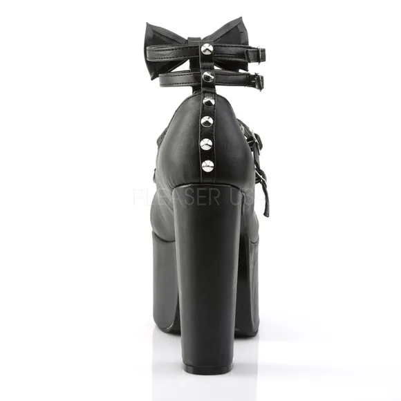 Platform Bow Studded Thick High Heel Shoes