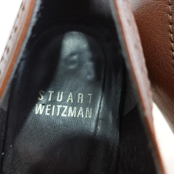 Platform Oxford Brogue Shoes Women 7.5 M STUART WEITZMAN Chocolate Lace Up VTG